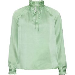 Bluzka bonprix miętowy. Zielone koszulki damskie bonprix, bez wzorów, z satyny, bez kołnierzyka, bez rękawów. Za 42,99 zł.