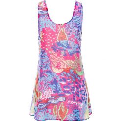 Top plażowy bonprix różowo-niebieski. Różowe bluzki damskie bonprix, bez wzorów, z dekoltem w serek. Za 24,99 zł.