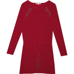 Sukienka kaszmirowa w kolorze bordowym. Czerwone sukienki na komunię Ateliers de la Maille, na imprezę, z aplikacjami, z kaszmiru, midi. W wyprzedaży za 591,95 zł.