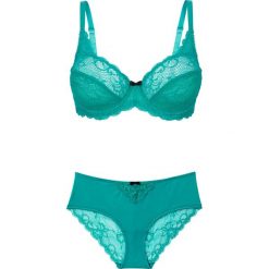 Biustonosze: Biustonosz + figi „panty” (2 części) bonprix szmaragdowy