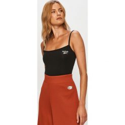 Reebok Classic - Top. Czarne topy damskie Reebok Classic, s, z aplikacjami, z elastanu, z dekoltem karo. Za 119,90 zł.