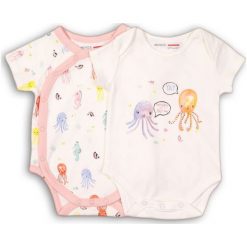 Minoti Zestaw Body Dziewczęcych 2 Szt. 56 - 62 Biało-Różowy. Różowe body niemowlęce MINOTI, bez wzorów, z krótkim rękawem. Za 58,00 zł.