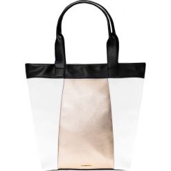 Shopper bag damskie: Duża torebka shopper z dodatkiem złotego QUIOSQUE