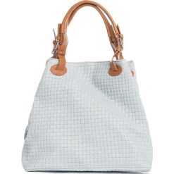 Torebki klasyczne damskie: Skórzana torebka w kolorze błękitnym – 35 x 28 x 17 cm
