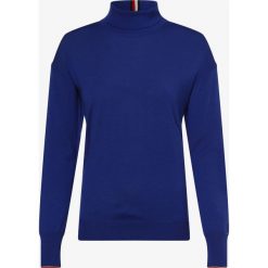 Tommy Hilfiger - Sweter damski, niebieski. Niebieskie swetry damskie TOMMY HILFIGER, m, z aplikacjami, eleganckie, bez rękawów, bez kaptura. Za 579,95 zł.