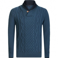 Sweter "Screws" w kolorze morskim. Niebieskie golfy męskie marki Sir Raymond Taylor, m, z wełny. W wyprzedaży za 227,95 zł.