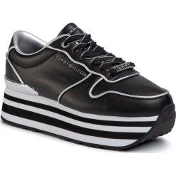 Sneakersy TOMMY HILFIGER - Mettalic Flatform Sneaker FW0FW04699 Black BDS. Czarne półbuty damskie TOMMY HILFIGER, ze skóry ekologicznej. Za 449,00 zł.