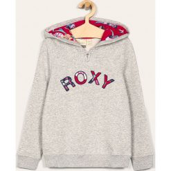 Roxy - Bluza dziecięca 140-176 cm. Szare bluzy dziewczęce Roxy, z aplikacjami, z dzianiny, bez rękawów, z kapturem. W wyprzedaży za 169,90 zł.