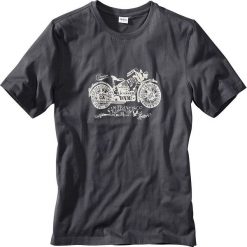 T-shirt bonprix antracytowy. Szare koszulki męskie bonprix, s, z nadrukiem, bez kołnierzyka, bez rękawów. Za 29,99 zł.