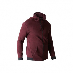 Bluza na zamek z kapturem Gym & Pilates 560 męska. Czerwone bluzy męskie rozpinane marki DOMYOS, m, z bawełny, z kapturem. Za 129,99 zł.