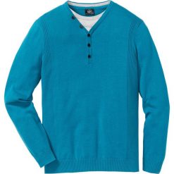 Sweter 2 w 1 Regular Fit bonprix ciemnoturkusowy. Niebieskie swetry klasyczne męskie bonprix, l. Za 59,99 zł.