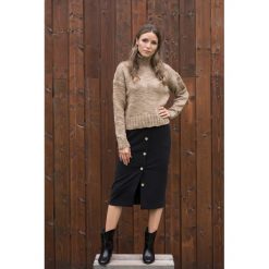 Beżowy Sweter z golfem Foggy Melange. Brązowe swetry damskie Veva, na zimę, s, bez wzorów, z jeansu, eleganckie, bez rękawów, bez kaptura. Za 179,00 zł.