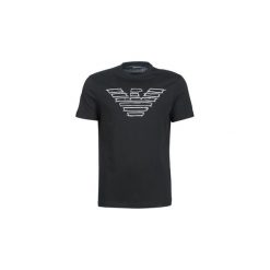 T-shirty z krótkim rękawem Emporio Armani FINWU. Czarne t-shirty męskie marki Emporio Armani, s, bez wzorów, bez kołnierzyka, krótkie. Za 287,20 zł.