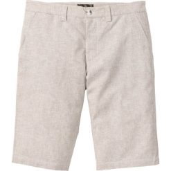 Bermudy chino z lnem bonprix beżowy melanż. Brązowe spodenki i szorty męskie bonprix, m, bez wzorów. Za 79,99 zł.