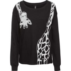 Bluzy damskie: Bluza dresowa z nadrukiem żyrafy bonprix czarny