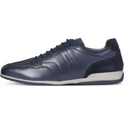 Geox tenisówki męskie Timothy 42 ciemnoniebieskie. Niebieskie trampki męskie Geox, bez wzorów, bez zapięcia. W wyprzedaży za 425,00 zł.