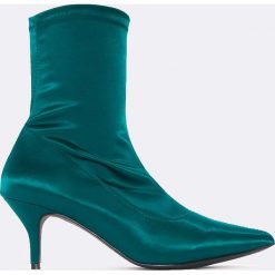 Botki damskie lity: NA-KD Shoes Satynowe botki z miękką cholewką - Green