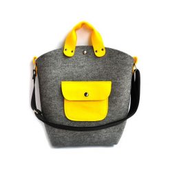 Torebka filcowa BB - szaro żółta. Szare torebki klasyczne damskie Beltrani, bez wzorów, bez dodatków. Za 130,00 zł.