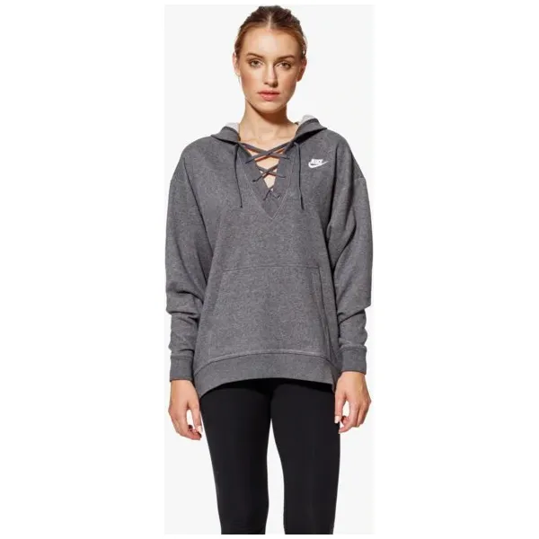 Nike Bluza W Nsw Club Hoodie Laceup , szary, rozmiar M. Szare bluzy damskie Nike, s, bez wzorów, z bawełny, bez rękawów, bez kaptura. W wyprzedaży za 159,00 zł.