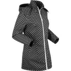 Kurtka przeciwdeszczowa, długi rękaw bonprix czarno-biały w kropki. Czarne kurtki damskie bonprix, bez wzorów, długie, bez kaptura. Za 189,99 zł.