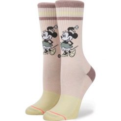Stance Vintage Disney Minnie Skarpetki Beżowy. Brązowe skarpetki damskie Stance, z motywem z bajki, z elastanu. Za 85,95 zł.