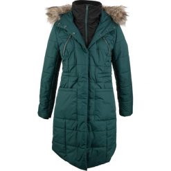 Płaszcz pikowany w optyce 2 w 1 bonprix niebieskozielony. Niebieskie płaszcze damskie bonprix. Za 269,99 zł.
