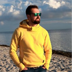Bluza CLASSIC musztardowa. Szare bluzy męskie Pakamera, s, bez wzorów, klasyczne, z klasycznym kołnierzykiem, bez rękawów, bez kaptura. Za 219,00 zł.