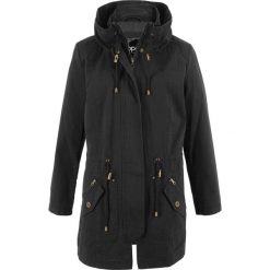 Kurtka parka bawełniana ze stójką i zaznaczoną talią bonprix czarny. Czarne kurtki damskie bonprix, bez wzorów, z bawełny, bez kaptura. Za 189,99 zł.