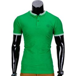 Koszulka męska polo bez nadruku S843 - zielona. Zielone koszulki męskie Ombre Clothing, s, z nadrukiem, bez rękawów. Za 14,99 zł.