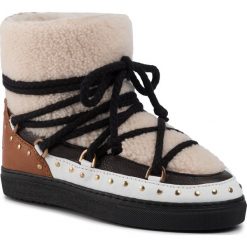 Buty INUIKII - Sneaker Curly 70102-76 Rock Cream. Brązowe kozaki damskie Inuikii, ze skóry, rockowe, bez obcasa, bez zapięcia. W wyprzedaży za 899,00 zł.
