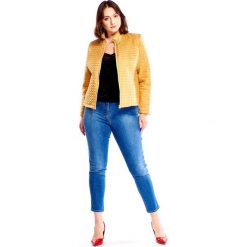 Pikowana kurtka żółty. Żółte kurtki damskie Tagless, plus size, bez wzorów, bez kaptura. Za 181,63 zł.