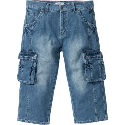 Dżinsy 3/4 z kieszeniami z boku nogawki Regular Fit bonprix niebieski "used". Niebieskie jeansy męskie bonprix, m, z aplikacjami. Za 109,99 zł.