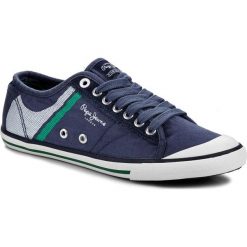 Tenisówki PEPE JEANS - Tenis Print PMS30090 Marine 585. Niebieskie półbuty męskie Pepe Jeans, bez wzorów, z jeansu, klasyczne, bez zapięcia. W wyprzedaży za 199,00 zł.