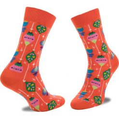Skarpety Wysokie Unisex HAPPY SOCKS - BAU01-4000 Kolorowy Pomarańczowy. Pomarańczowe skarpetki damskie Happy Socks, bez wzorów, z elastanu. Za 34,90 zł.