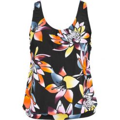 Top plażowy tankini bonprix czarny z kolorowym nadrukiem. Czarne stroje kąpielowe damskie bonprix, z nadrukiem, bez kołnierzyka. Za 89,99 zł.