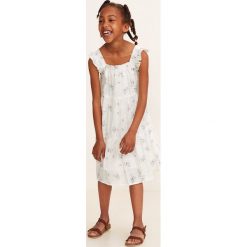 Mango Kids - Sukienka dziecięca Suiza 110-152 cm. Białe sukienki dziewczęce Mango Kids, w kwiaty, z bawełny, casualowe, bez rękawów, midi, rozkloszowane. W wyprzedaży za 59,90 zł.