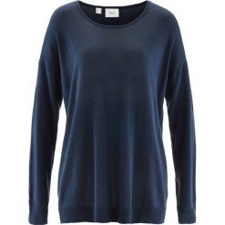 Sweter bonprix ciemnoniebieski. Niebieskie swetry klasyczne damskie bonprix, z okrągłym kołnierzem. Za 37,99 zł.