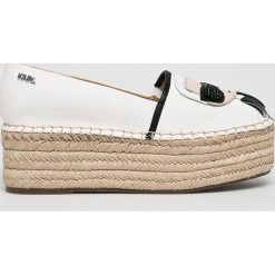 Karl Lagerfeld - Espadryle Kamini Platform. Białe espadryle damskie KARL LAGERFELD, bez wzorów, ze skóry, bez obcasa, na obcasie. W wyprzedaży za 569,90 zł.