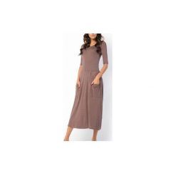 SUKIENKA ABO | Z KIESZENIAMI MIDI CAPPUCCINO. Brązowe sukienki na komunię marki Meleksima, l, z materiału, midi, oversize. Za 125,30 zł.