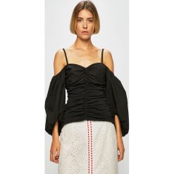 Pinko - Bluzka. Czarne bluzki damskie Pinko, bez wzorów, z elastanu, z włoskim kołnierzykiem, bez rękawów. Za 999,90 zł.