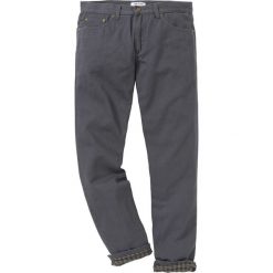 Spodnie twillowe ocieplane Regular Fit bonprix szary. Szare spodnie męskie bonprix, m, bez wzorów. Za 129,99 zł.