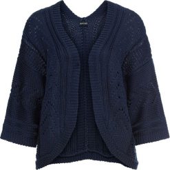 Sweter bez zapięcia oversize bonprix ciemnoniebieski. Niebieskie swetry damskie bonprix, bez wzorów, bez rękawów, bez kaptura. Za 79,99 zł.