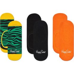 Happy Socks - Stopki Zebra (3-pak). Pomarańczowe skarpetki damskie Happy Socks, z motywem zwierzęcym, z bawełny. Za 69,90 zł.