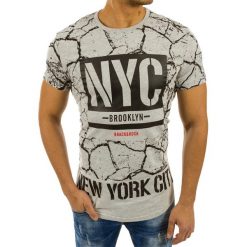T-shirty męskie: T-shirt męski z nadrukiem szary (rx2222)