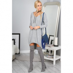 Sukienka oversize jasnoszara 1011. Szare sukienki Fasardi, l, oversize. Za 79,00 zł.