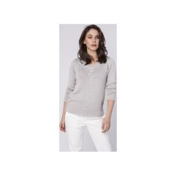 Sweter z głębokim dekoltem, SWE142 szary/szary MKM. Szare swetry damskie Mkm swetry, s, bez wzorów, z wiskozy, eleganckie, bez rękawów, bez kaptura. Za 202,00 zł.