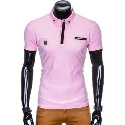 KOSZULKA MĘSKA POLO BEZ NADRUKU S912 - RÓŻOWA. Różowe koszulki polo męskie marki Ombre Clothing, s, z nadrukiem. Za 39,00 zł.