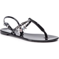 Sandały KARL LAGERFELD - KL80071 Black Rubber. Czarne klapki damskie KARL LAGERFELD, bez wzorów, z tworzywa sztucznego, bez obcasa, na obcasie. W wyprzedaży za 269,00 zł.