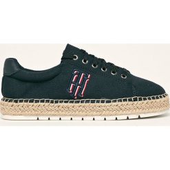 Tommy Hilfiger - Espadryle. Niebieskie espadryle damskie TOMMY HILFIGER, bez wzorów, z gumy, bez obcasa, na obcasie. W wyprzedaży za 219,90 zł.