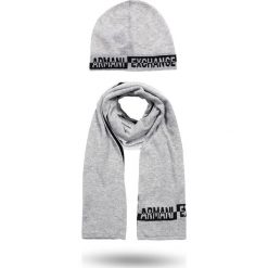 SZALIK Z CZAPKĄ ARMANI EXCHANGE. Szare czapki męskie Armani Exchange, bez wzorów, z wełny. Za 379,00 zł.